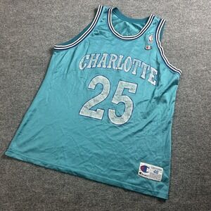 Vintage Charlotte Hornets Jersey Mens 48 Blue NBA Basketball Bennett Champion